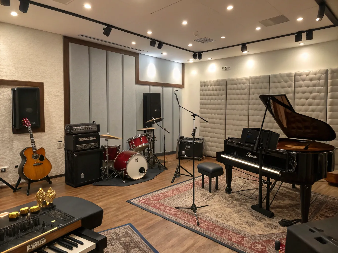 Music studio with instruments