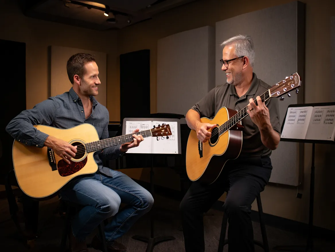 Guitar lesson in studio